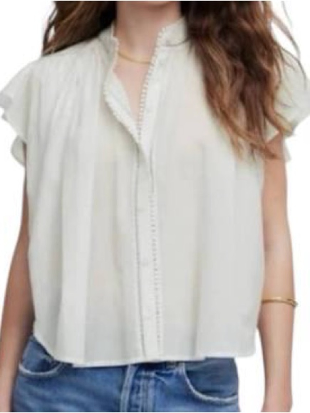 Madewell Shirred Lace-Trim Top
